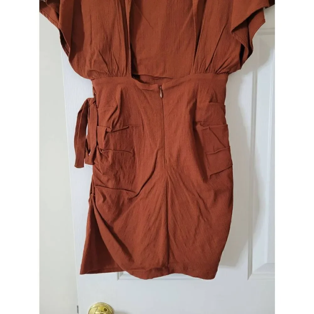 Free People Rough Rider Mini Dress S, NWOT Brown